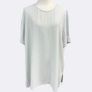 Eileen Fisher Shirt Womens Ex-Large‎ Light Green Silk Short Sleeve Keyhole Back